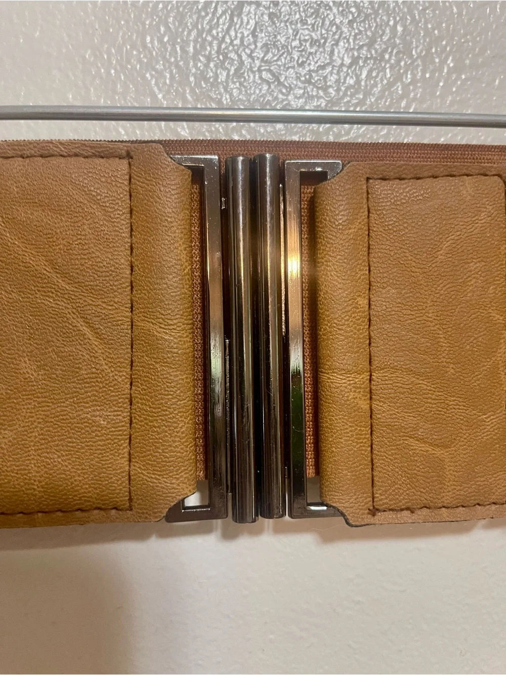 Tan Leather Stretch Belt with Gold-Tone Clasp